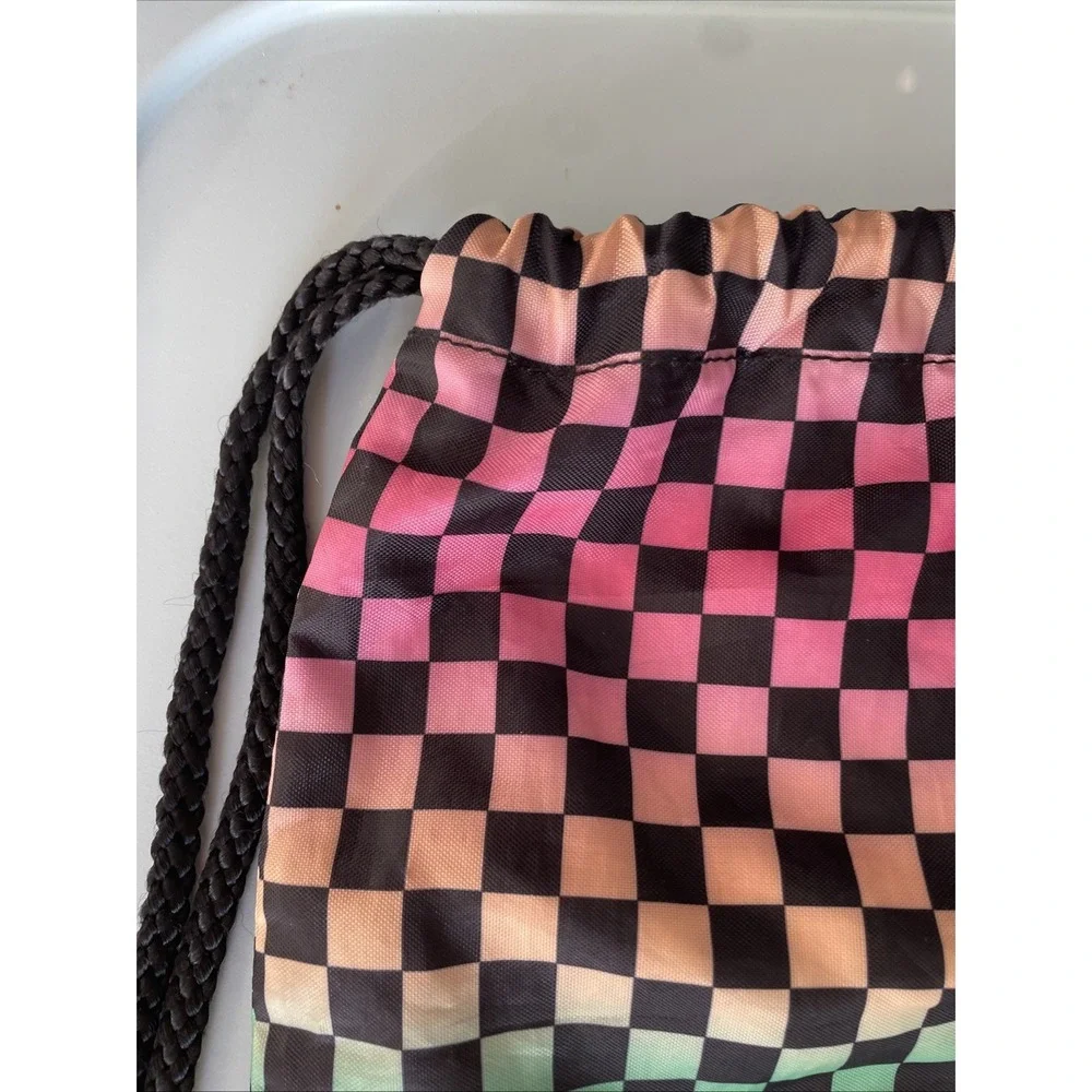 Vans Off The Wall Rainbow Checkerboard Drawstring Backpack Cinch Bag OS